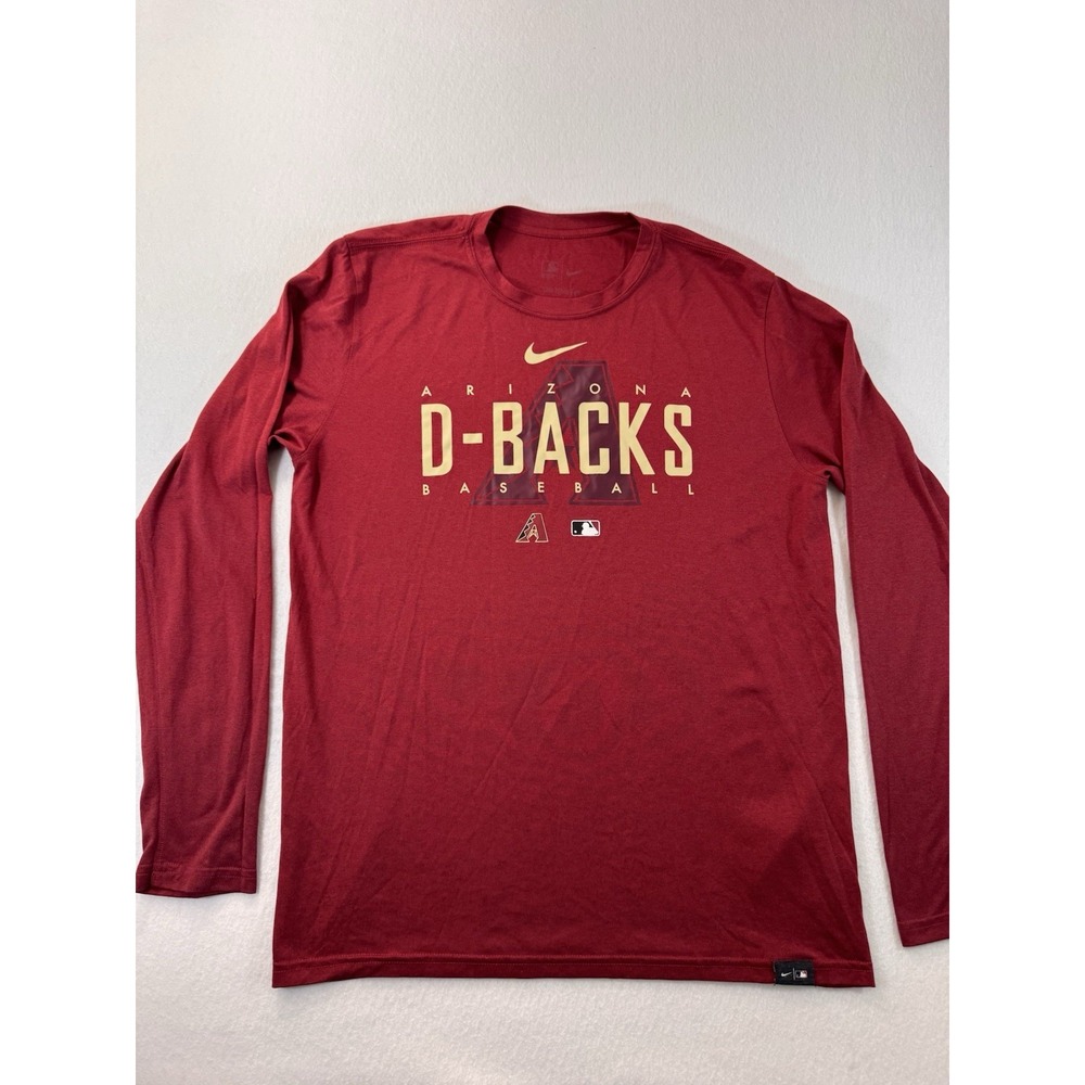 Nike Dri-FIT Arizona Diamondbacks Long Sleeve T Shirt L Red MLB Crewneck Casual